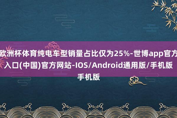 欧洲杯体育纯电车型销量占比仅为25%-世博app官方入口(中国)官方网站-IOS/Android通用版/手机版