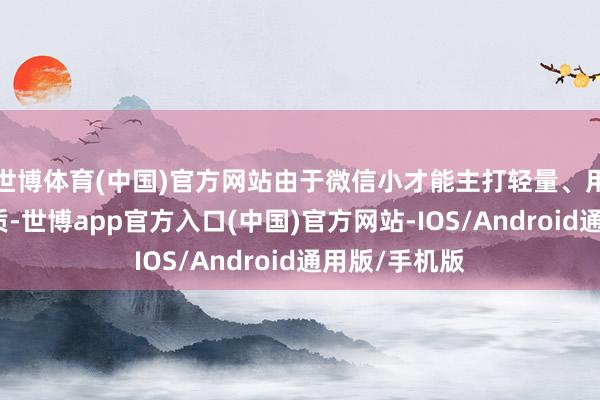 世博体育(中国)官方网站由于微信小才能主打轻量、用完即走的特质-世博app官方入口(中国)官方网站-IOS/Android通用版/手机版