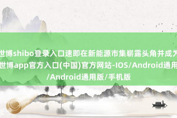 世博shibo登录入口速即在新能源市集崭露头角并成为销量冠军-世博app官方入口(中国)官方网站-IOS/Android通用版/手机版