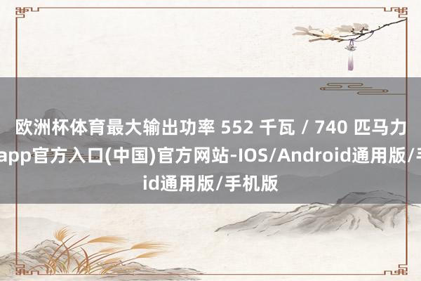 欧洲杯体育最大输出功率 552 千瓦 / 740 匹马力-世博app官方入口(中国)官方网站-IOS/Android通用版/手机版