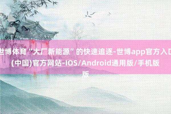 世博体育“大厂新能源”的快速追逐-世博app官方入口(中国)官方网站-IOS/Android通用版/手机版
