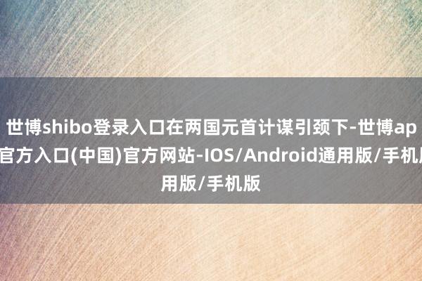 世博shibo登录入口在两国元首计谋引颈下-世博app官方入口(中国)官方网站-IOS/Android通用版/手机版