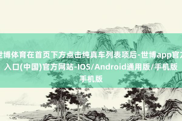 世博体育在首页下方点击纯真车列表项后-世博app官方入口(中国)官方网站-IOS/Android通用版/手机版