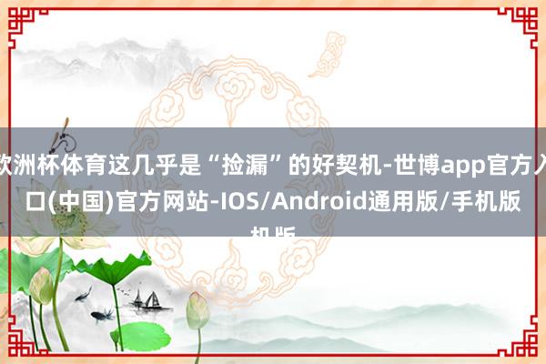 欧洲杯体育这几乎是“捡漏”的好契机-世博app官方入口(中国)官方网站-IOS/Android通用版/手机版