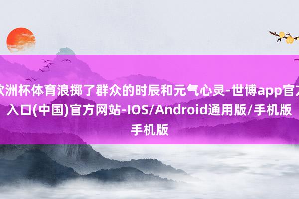 欧洲杯体育浪掷了群众的时辰和元气心灵-世博app官方入口(中国)官方网站-IOS/Android通用版/手机版