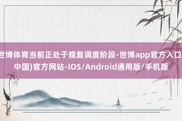 世博体育当前正处于规复调度阶段-世博app官方入口(中国)官方网站-IOS/Android通用版/手机版